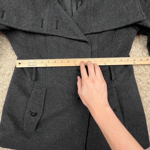 Cole Haan Alpaca Cashmere Wool Coat Size 12 Gray Buttons Winter Formal Jacket - Picture 4 of 9